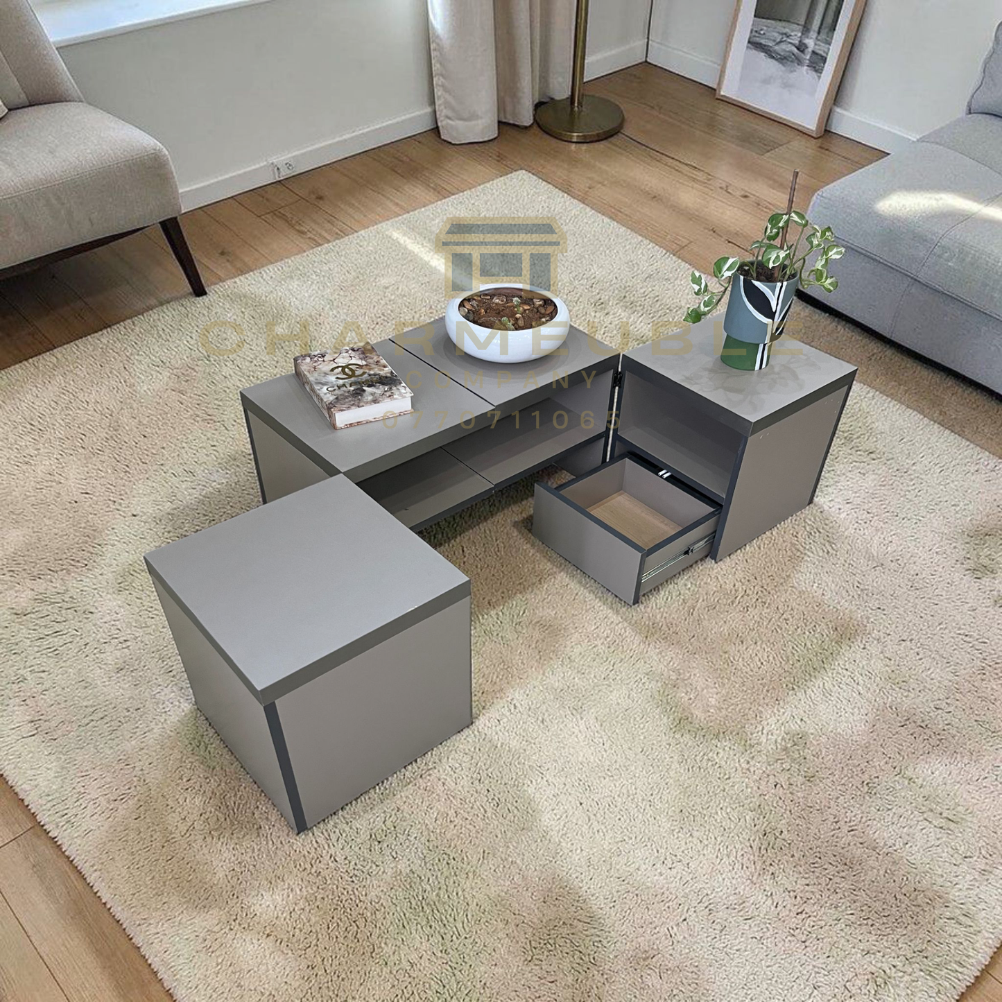 Meuble multifonctions convertible  (Meuble TV, Table basse, Meuble de coin..)