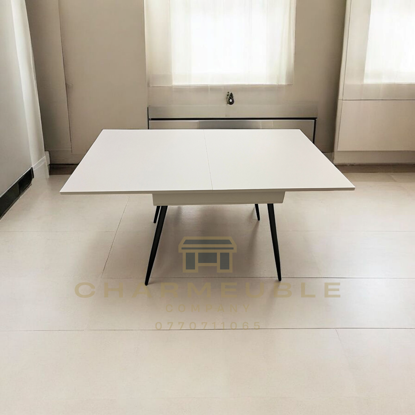table extensible moderne avec espace de rangement  طاولة عصرية قابلة للتمديد مع مساحة تخزين