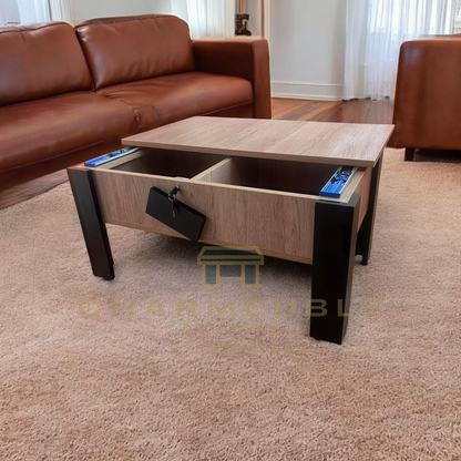 Table basse moderne avec coffre secret طاولة قهوة عصرية مع خزنة سرية