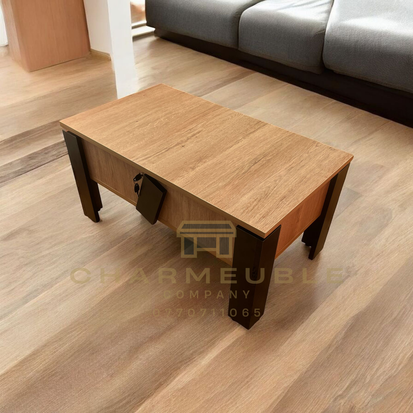 Table basse moderne avec coffre secret طاولة قهوة عصرية مع خزنة سرية