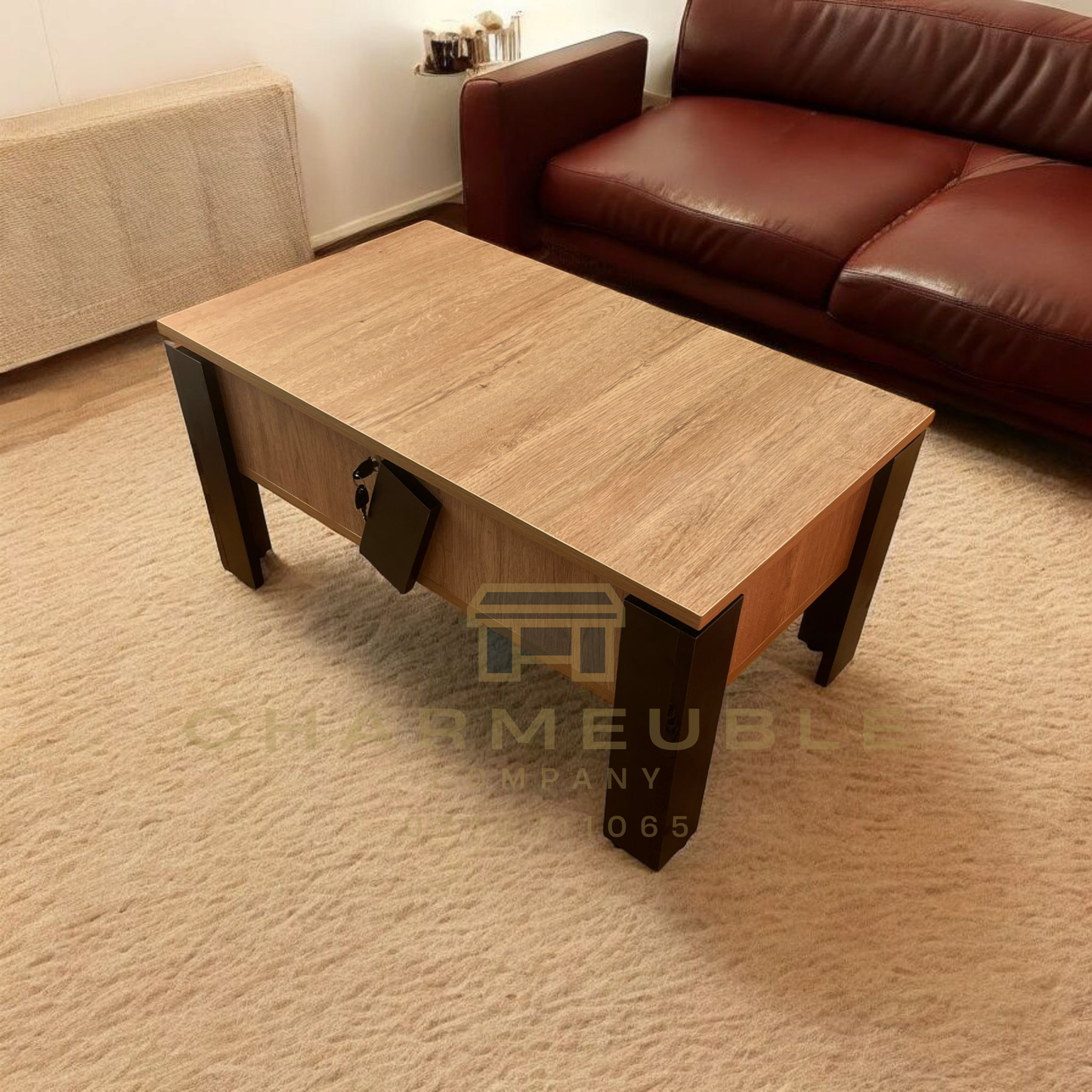 Table basse moderne avec coffre secret طاولة قهوة عصرية مع خزنة سرية