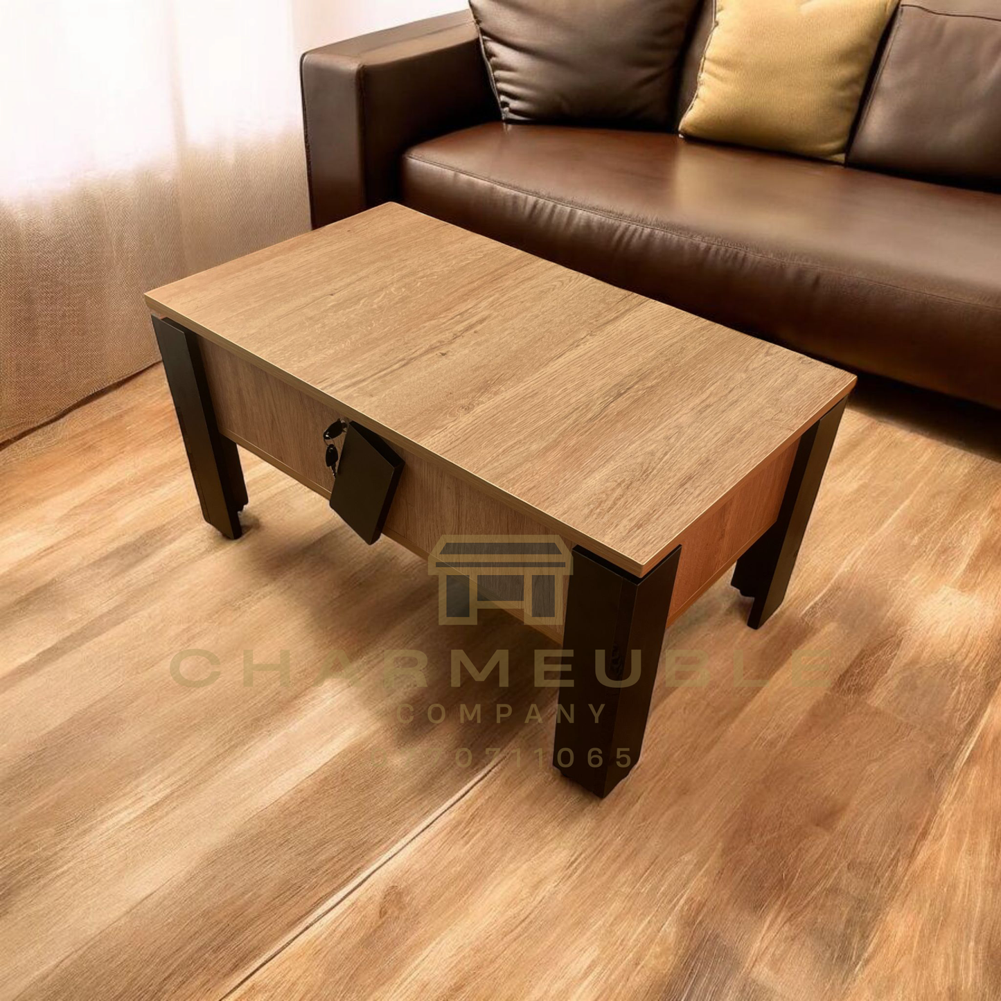 Table basse moderne avec coffre secret طاولة قهوة عصرية مع خزنة سرية