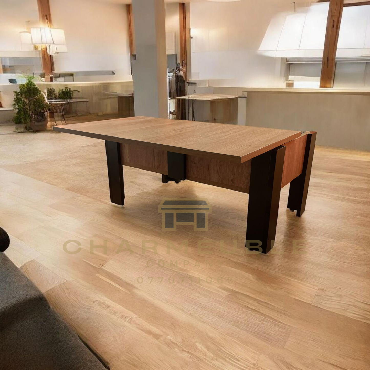 Table basse moderne avec coffre secret طاولة قهوة عصرية مع خزنة سرية