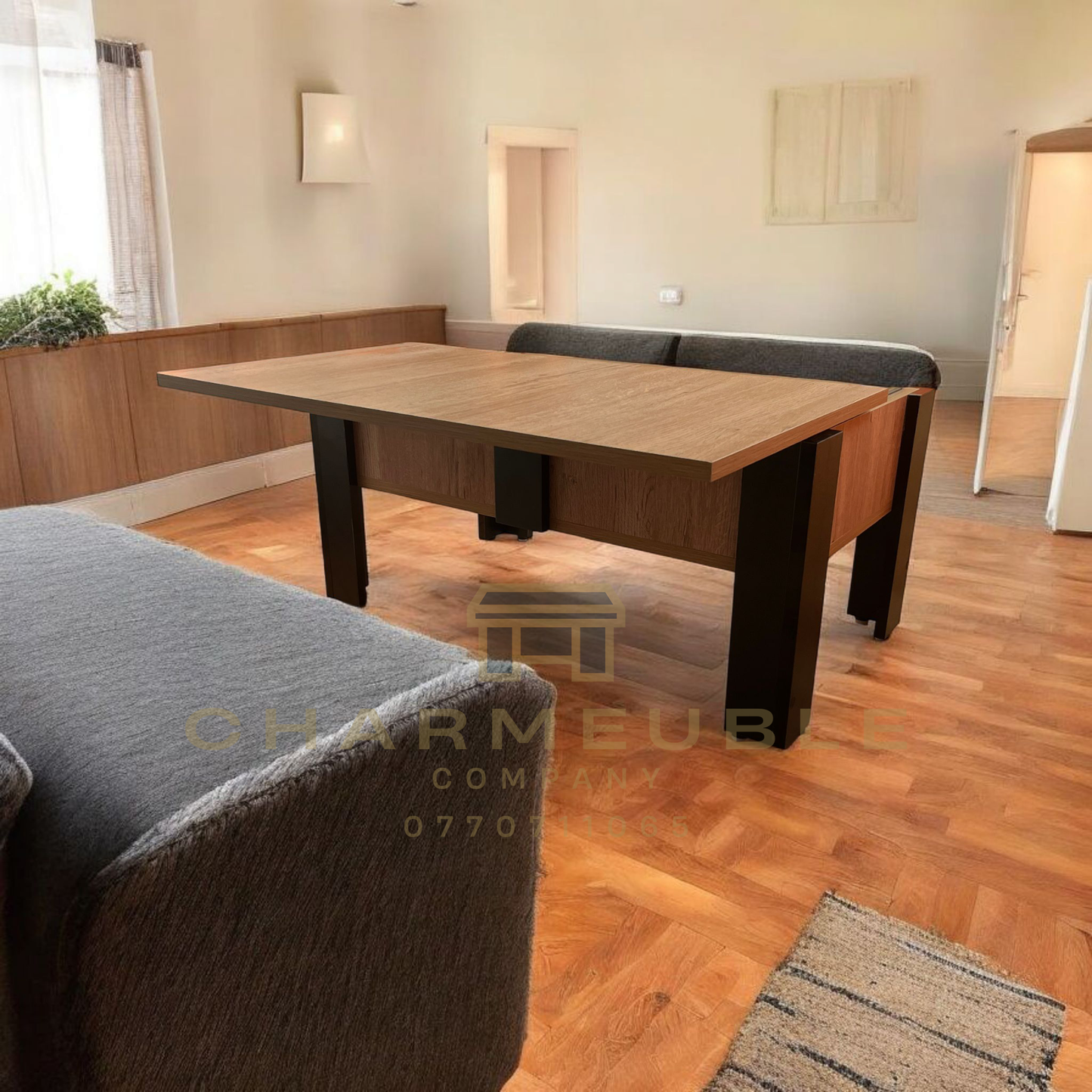 Table basse moderne avec coffre secret طاولة قهوة عصرية مع خزنة سرية