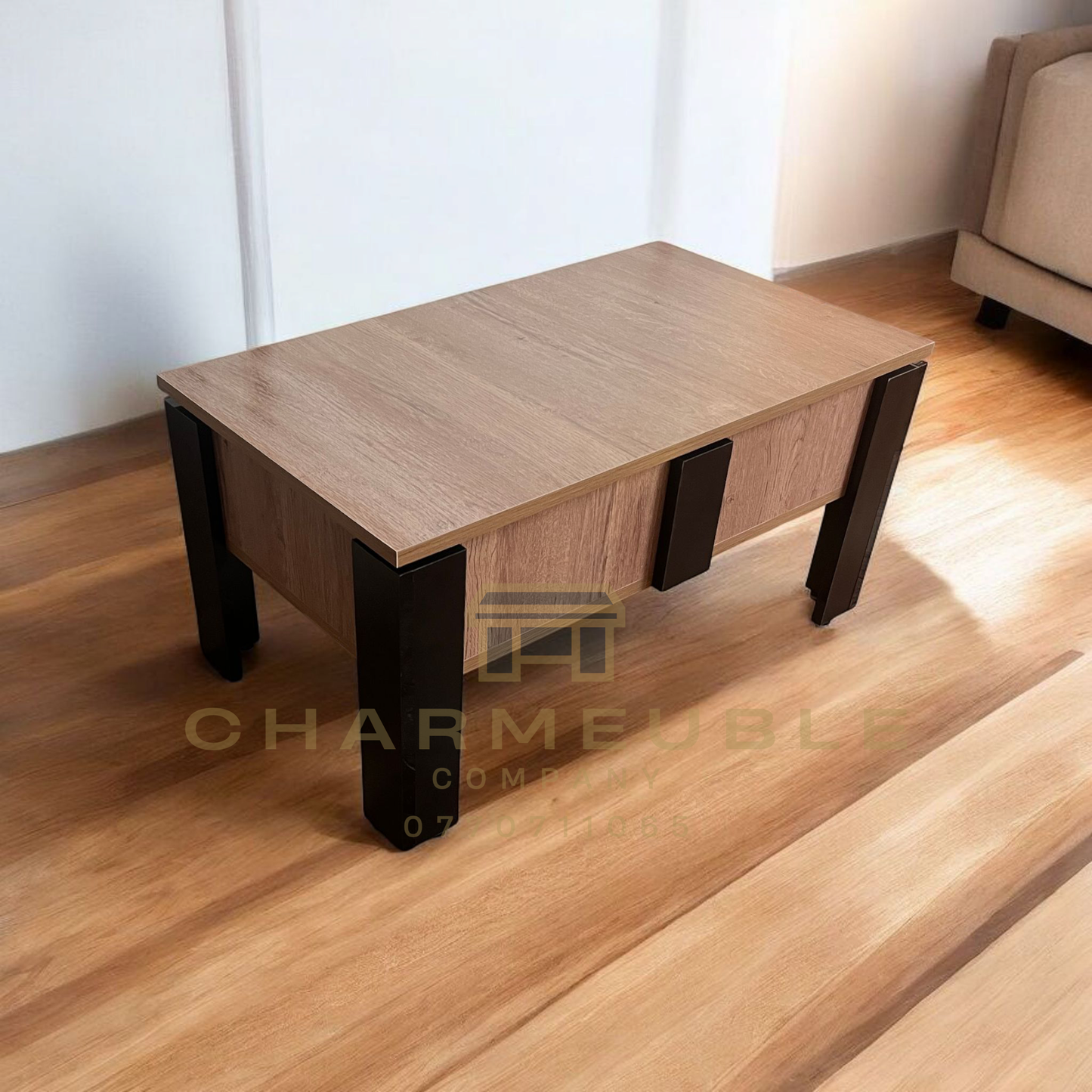 Table basse moderne avec coffre secret طاولة قهوة عصرية مع خزنة سرية
