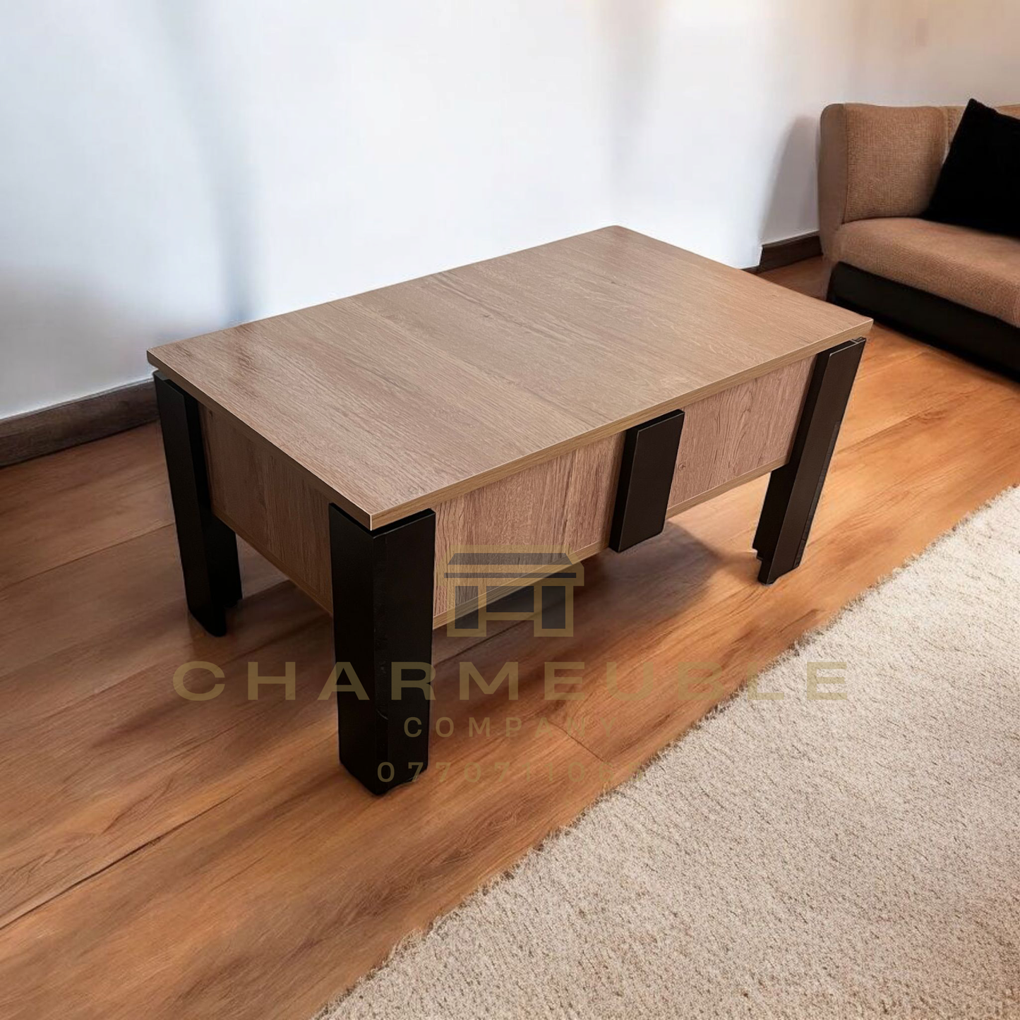 Table basse moderne avec coffre secret طاولة قهوة عصرية مع خزنة سرية
