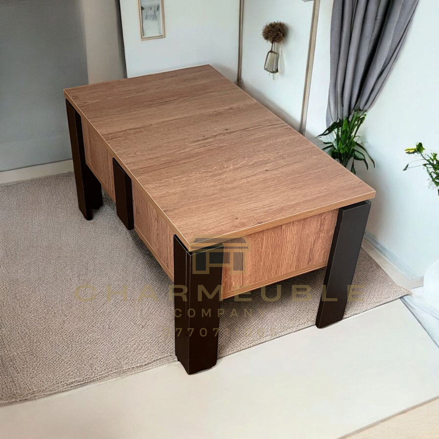 Table basse moderne avec coffre secret طاولة قهوة عصرية مع خزنة سرية